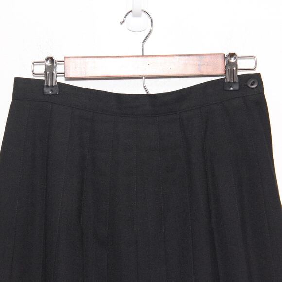 Vintage Pleated Skirt Wool Blend Black Jacqueline Ferrar Size 10 - Picture 3 of 6